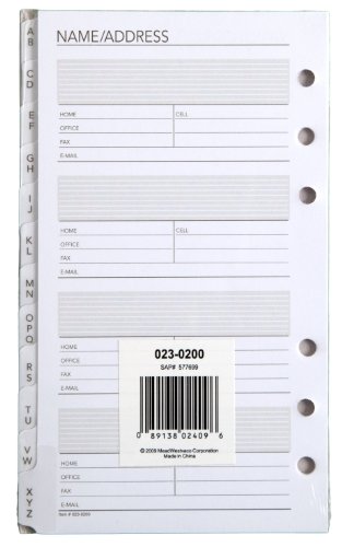 Day Runner Undated Planner Telephone and Address A–Z Tabs, 3.75 x 6.75 Inches (023-0200)