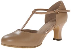 bloch women's splitflex t-strap character shoe, tan, 7.5