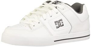 dc men's pure casual low top skate shoe, white/battleship/white, 8.5 d d us