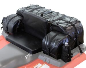 atv tek arch series oversized rear rack utility pack, padded atv cargo bag - black