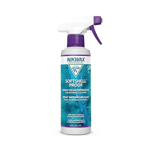 Nikwax Softshell Proof Spray-On High Performance Waterproofing Renewal Treatment Restores DWR Water Repellency in Jackets, Pants, Vests, Outerwear, Ski and Snow Gear