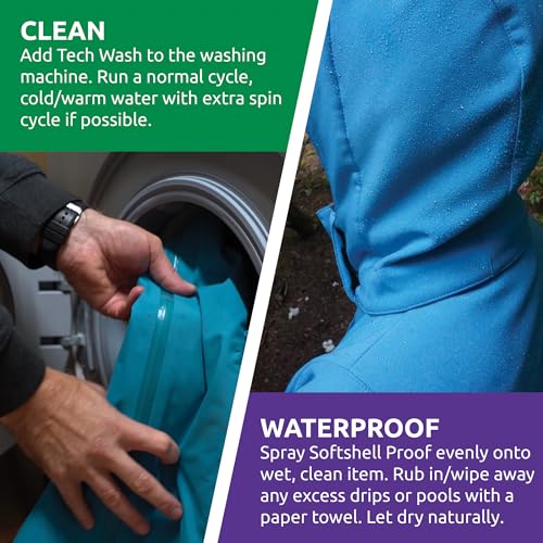 Nikwax Softshell Proof Spray-On High Performance Waterproofing Renewal Treatment Restores DWR Water Repellency in Jackets, Pants, Vests, Outerwear, Ski and Snow Gear