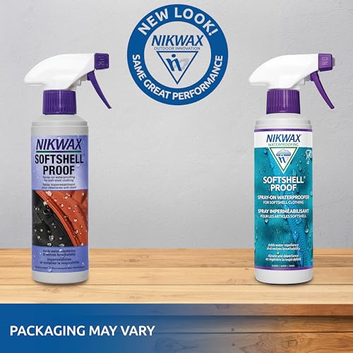 Nikwax Softshell Proof Spray-On High Performance Waterproofing Renewal Treatment Restores DWR Water Repellency in Jackets, Pants, Vests, Outerwear, Ski and Snow Gear