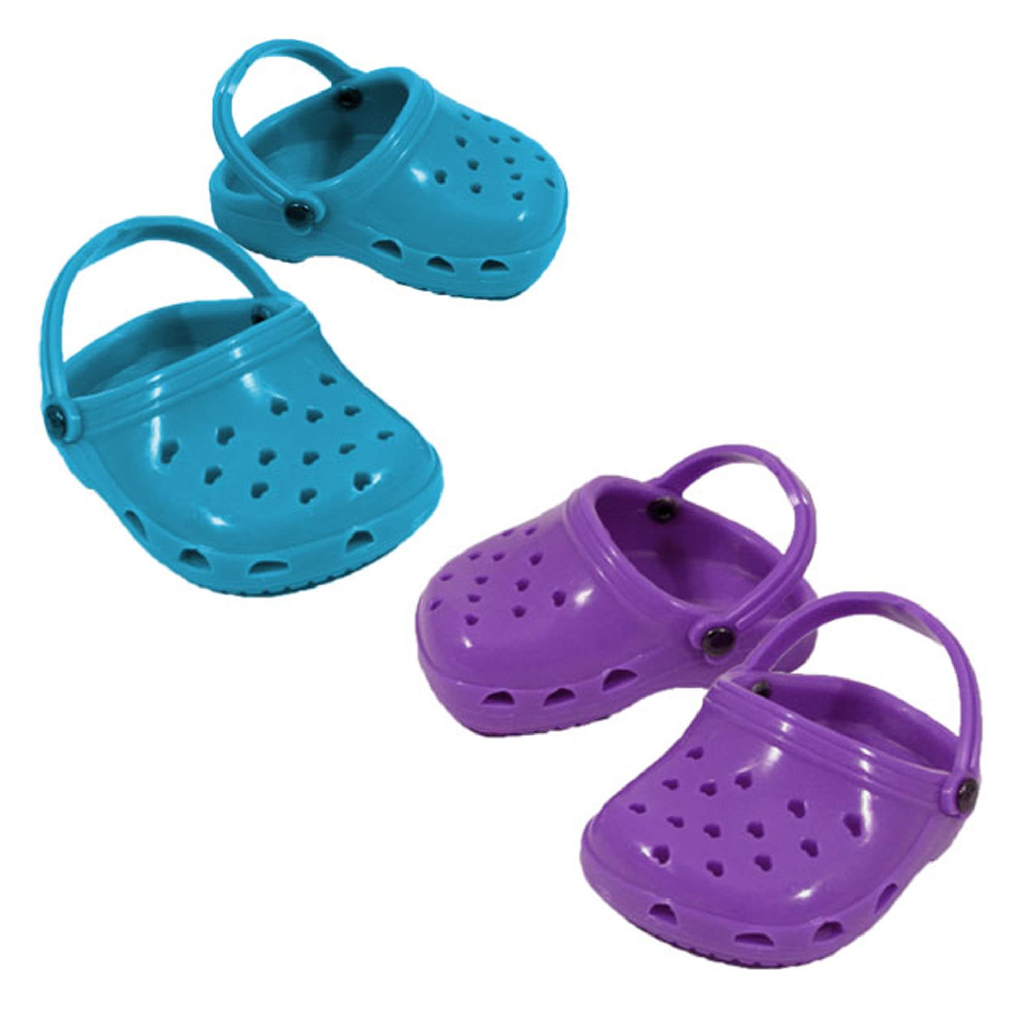 Sophia's 18" Doll Set of Two Comfy Polliwog Garden Clog Shoes in Teal and Purple