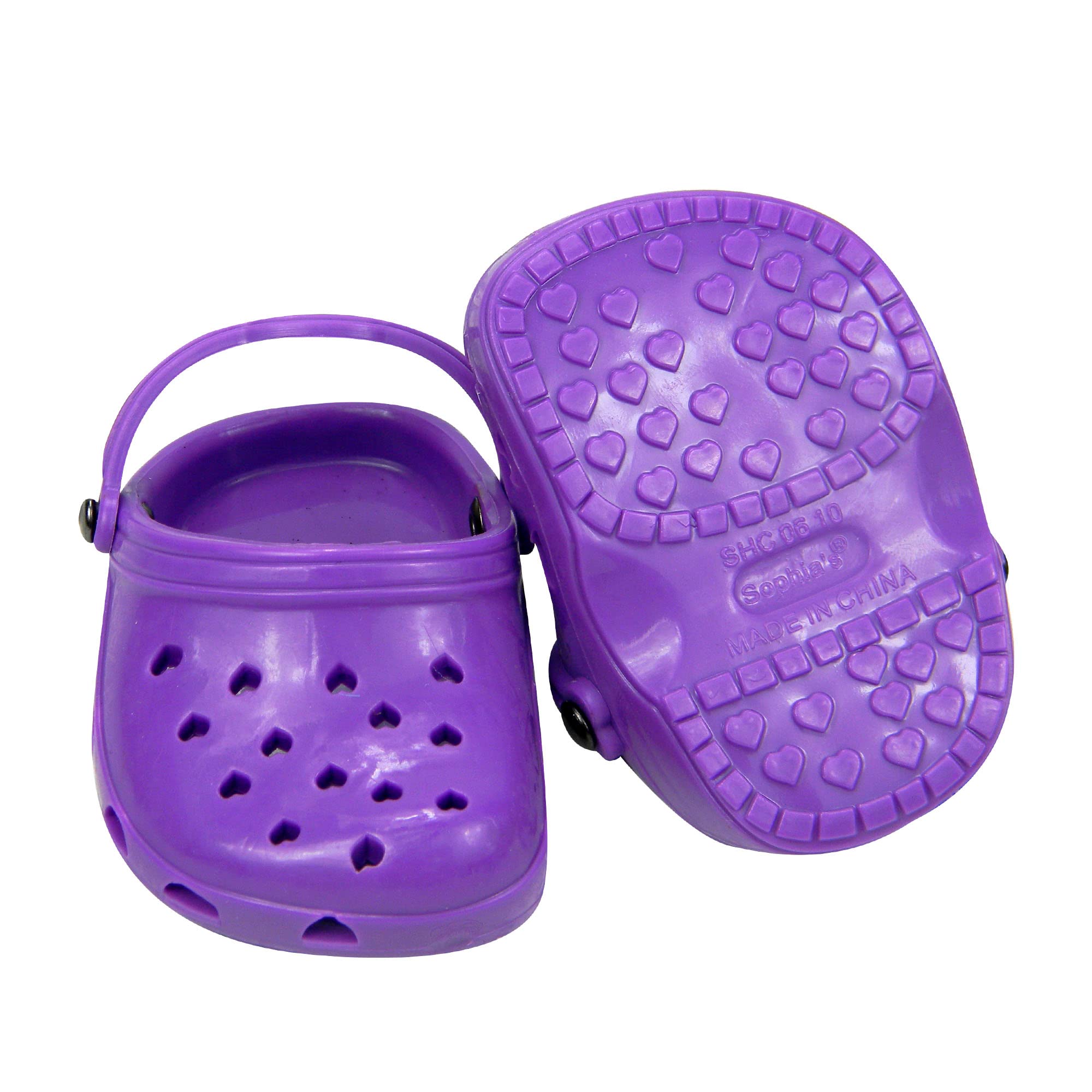 Sophia's 18" Doll Set of Two Comfy Polliwog Garden Clog Shoes in Teal and Purple
