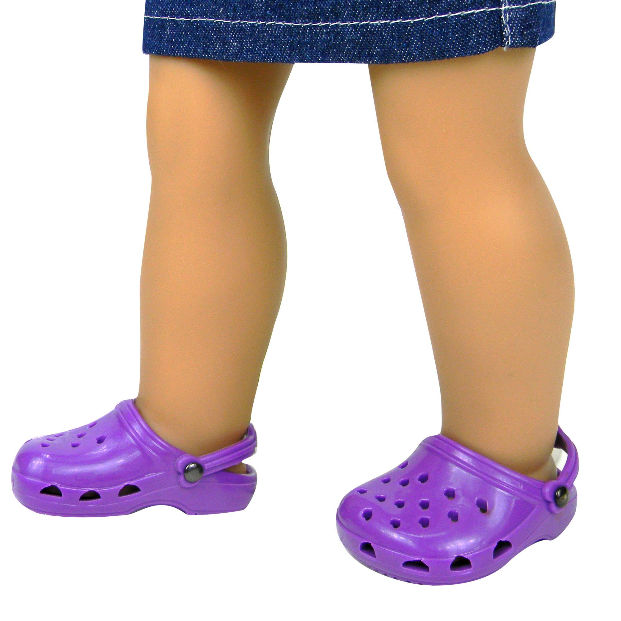 Sophia's 18" Doll Set of Two Comfy Polliwog Garden Clog Shoes in Teal and Purple