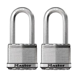 master lock m5xtlh magnum heavy duty outdoor padlock with key, 2 pack keyed-alike
