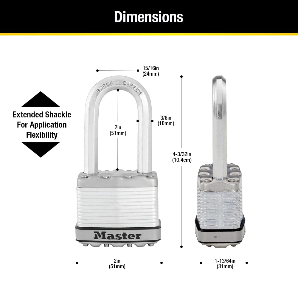 Master Lock M5XTLH Magnum Heavy Duty Outdoor Padlock with Key, 2 Pack Keyed-Alike