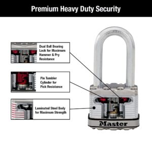 Master Lock M5XTLH Magnum Heavy Duty Outdoor Padlock with Key, 2 Pack Keyed-Alike