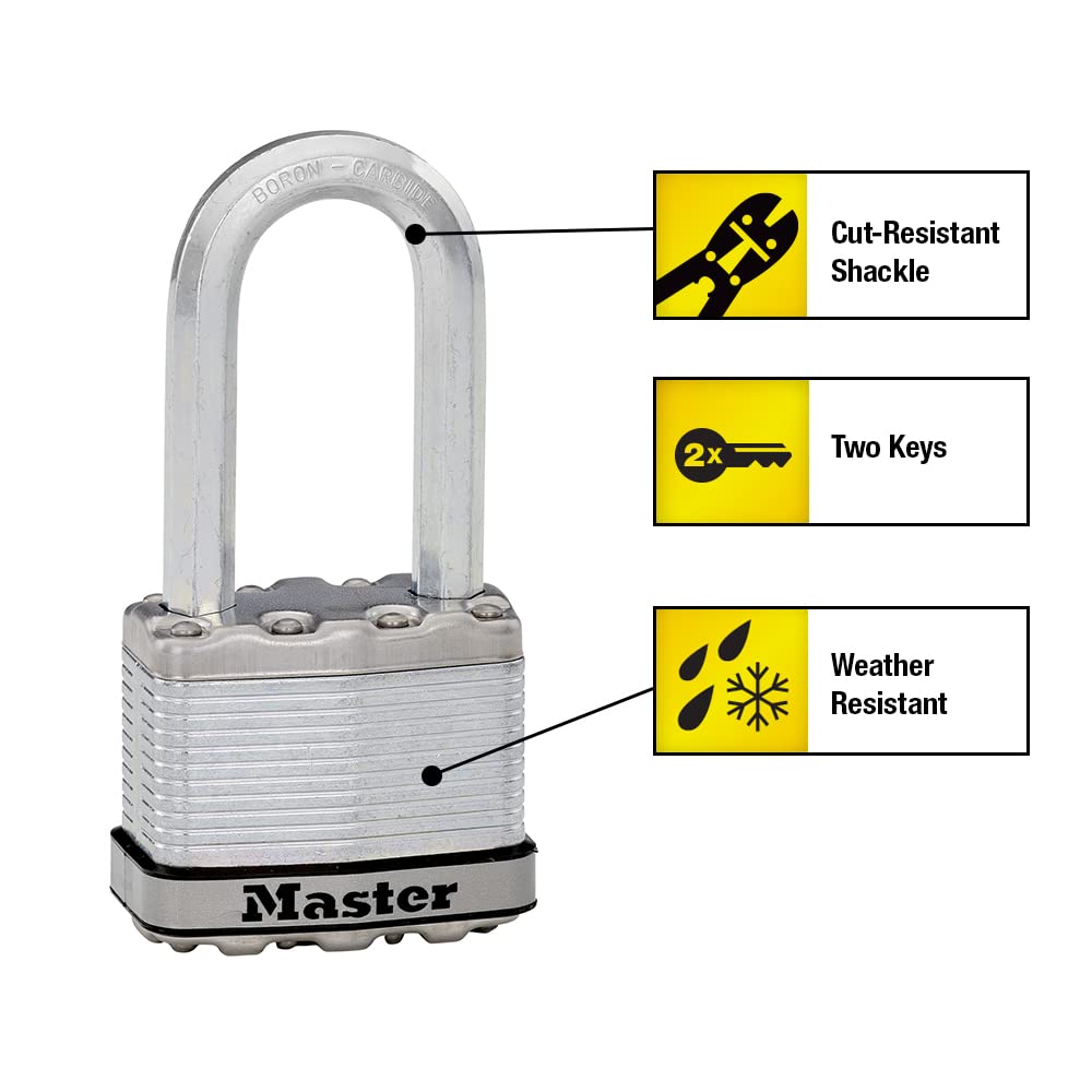 Master Lock M5XTLH Magnum Heavy Duty Outdoor Padlock with Key, 2 Pack Keyed-Alike