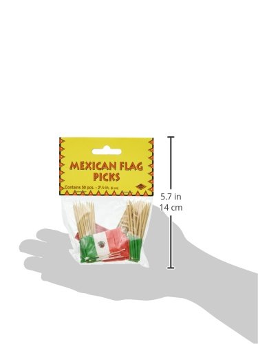 Beistle Mexican Flag Picks 2.5-Inch (50-Count), Green/Red/White, Pkg of 1