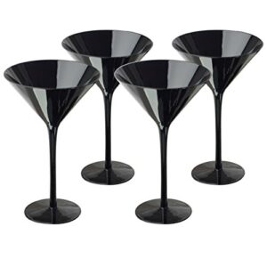 artland 7 oz midnight black martini glasses, set of 4