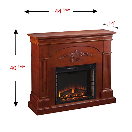 SEI Furniture Sicilian Harvest Traditional Style Electric Fireplace, Warm Brown Mahogany