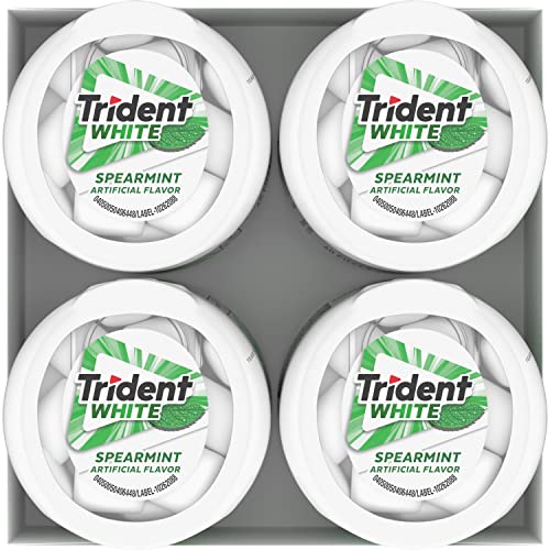 Trident White Spearmint Sugar Free Gum, 4 Bottles of 60 Pieces (240 Total Pieces)