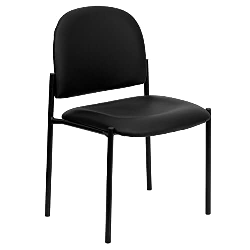 Flash Furniture Tania Comfort Black Vinyl Stackable Steel Side Reception Chair