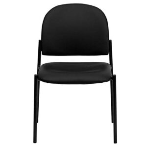 Flash Furniture Tania Comfort Black Vinyl Stackable Steel Side Reception Chair