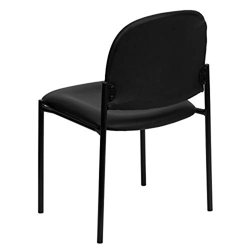 Flash Furniture Tania Comfort Black Vinyl Stackable Steel Side Reception Chair