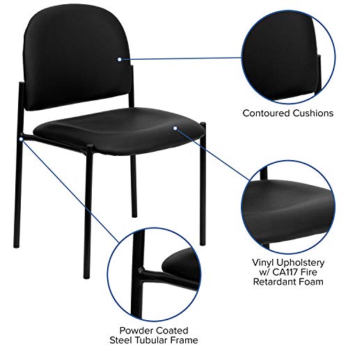 Flash Furniture Tania Comfort Black Vinyl Stackable Steel Side Reception Chair