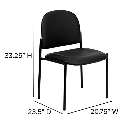 Flash Furniture Tania Comfort Black Vinyl Stackable Steel Side Reception Chair