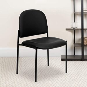 Flash Furniture Tania Comfort Black Vinyl Stackable Steel Side Reception Chair