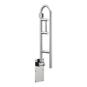 moen stainless safety 30-inch flip-up bathroom grab bar with integrated toilet paper holder, wall mounted support for handicapped or elderly, r8962fd