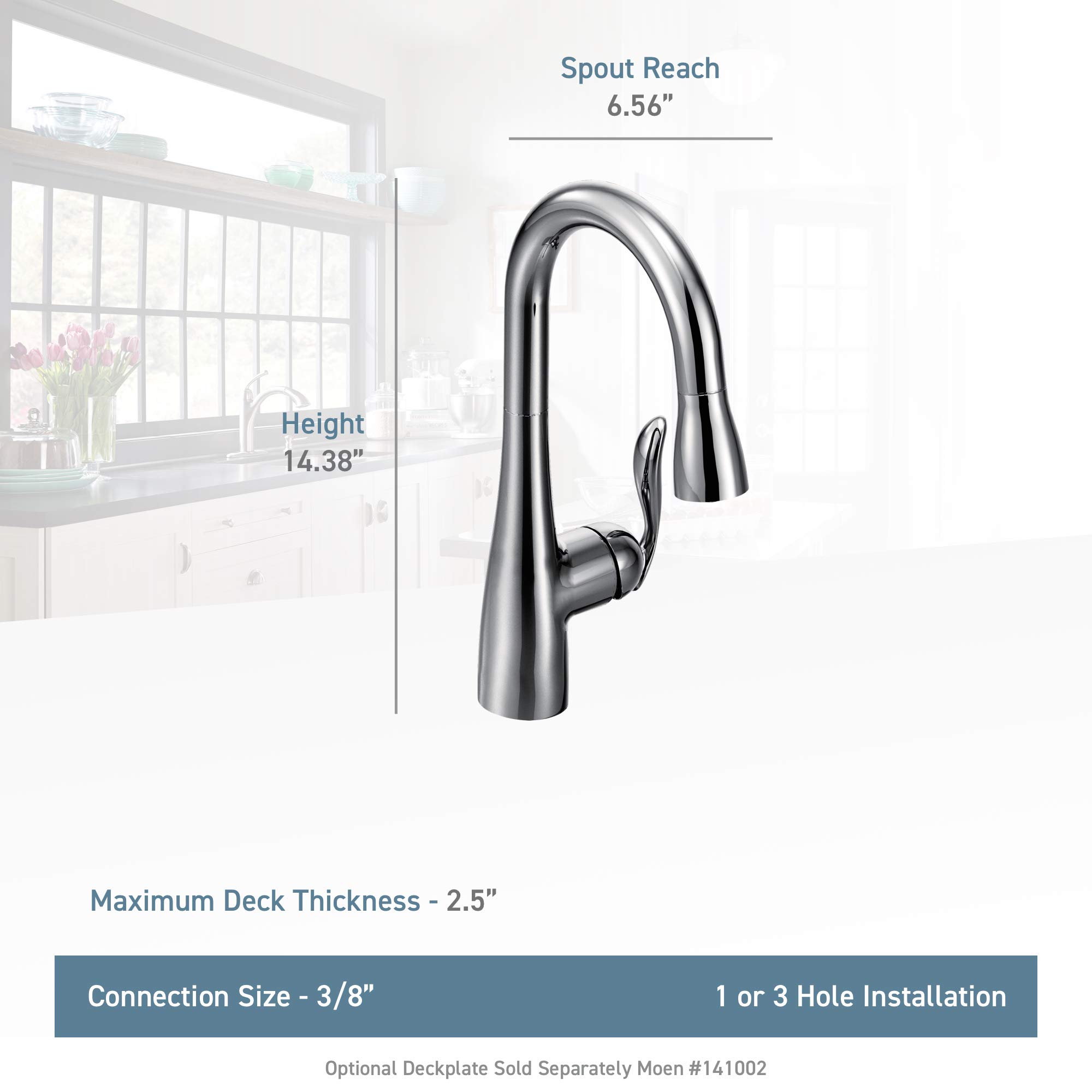 Moen 5995ORB Arbor One Handle High Arc Pulldown Bar Faucet with Reflex, Oil Rubbed Bronze, 0.375