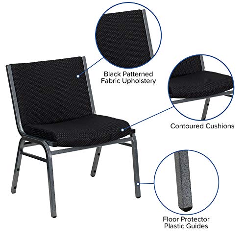 Flash Furniture HERCULES Series Big & Tall 1000 lb. Rated Black Fabric Stack Chair with Ganging Bracket