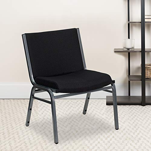 Flash Furniture HERCULES Series Big & Tall 1000 lb. Rated Black Fabric Stack Chair with Ganging Bracket