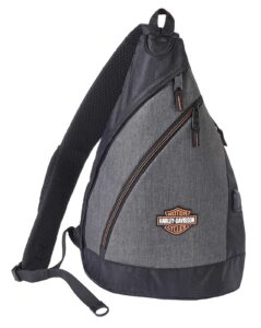harley-davidson bar & shield deluxe usb travel sling backpack - heather gray