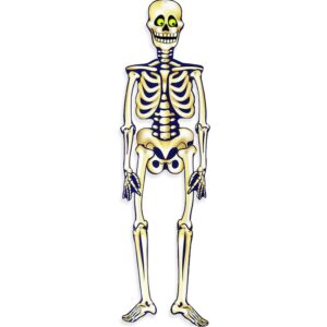 halloween jointed skeleton - 1 count - yellowish-white indoor hanging décor for spooky decorations - perfect for haunted houses & parties