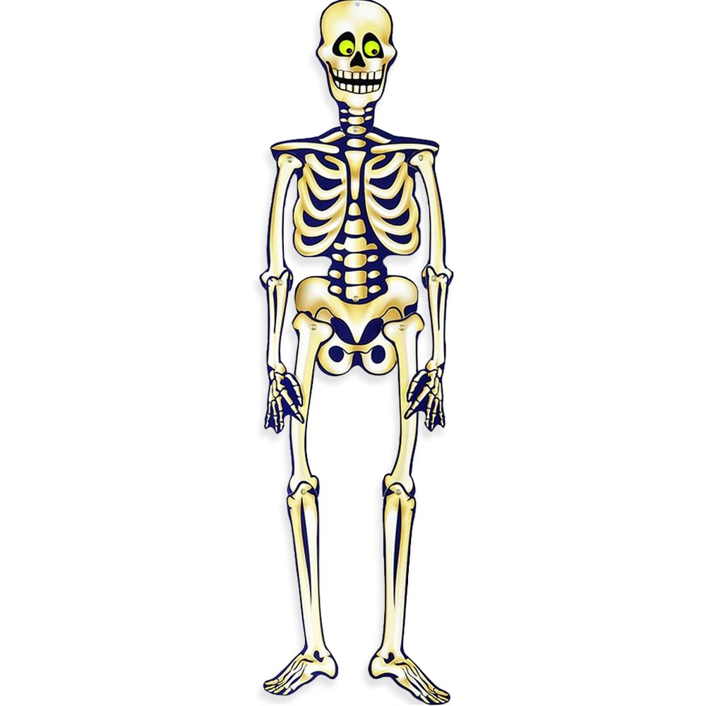 Halloween Jointed Skeleton - 1 Count - Yellowish-White Indoor Hanging Décor for Spooky Decorations - Perfect for Haunted Houses & Parties