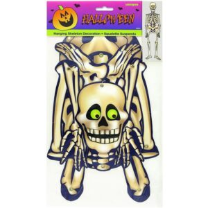 Halloween Jointed Skeleton - 1 Count - Yellowish-White Indoor Hanging Décor for Spooky Decorations - Perfect for Haunted Houses & Parties