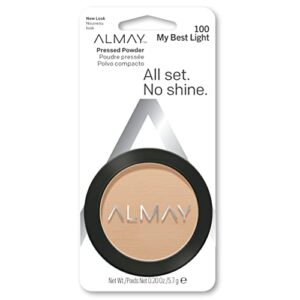 almay pressed powder, skin tone matching, hypoallergenic, frageance free, 100 my best light, 0.20 oz