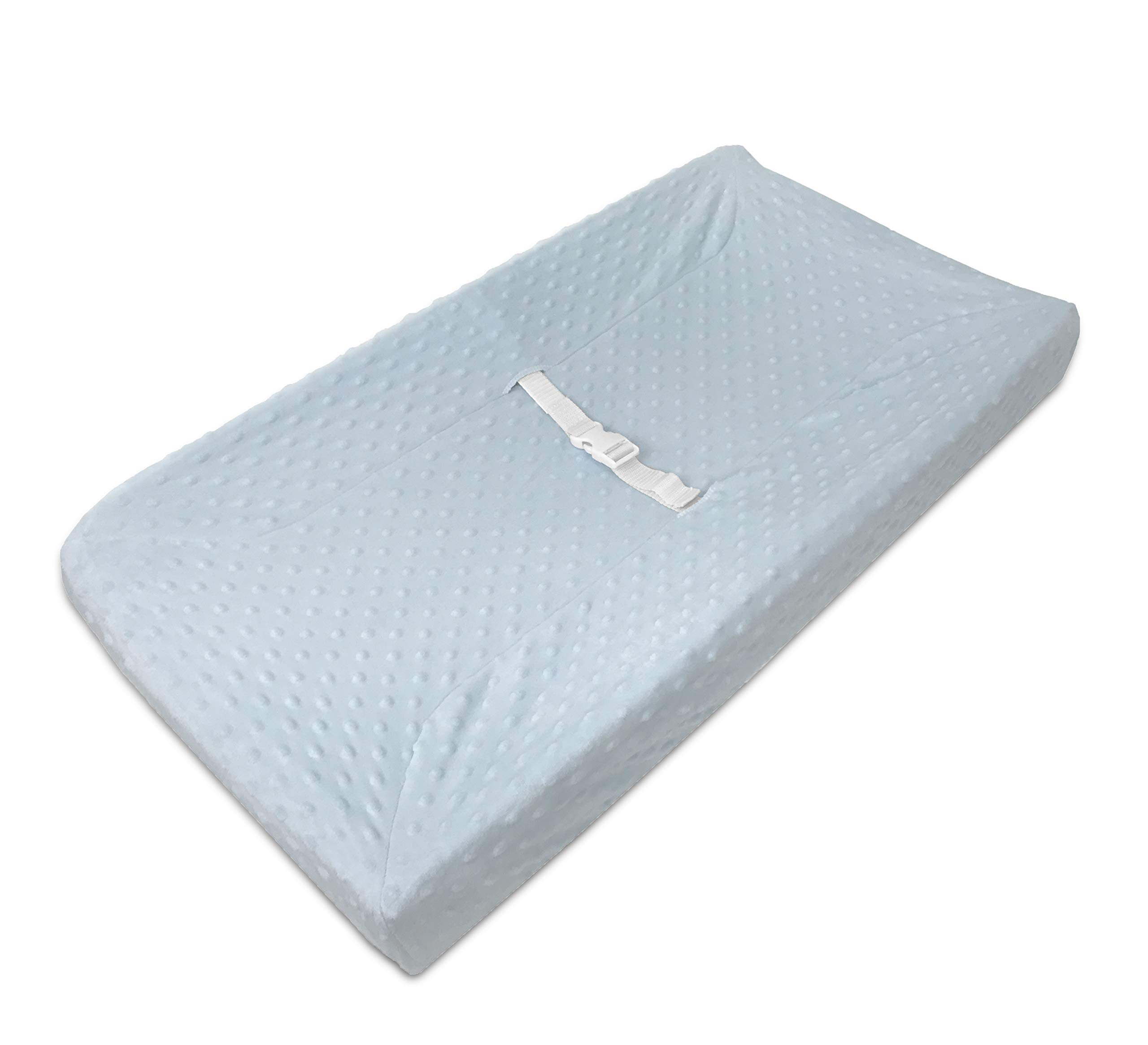 American Baby Company Heavenly Soft Minky Dot Fitted Contoured Changing Pad Cover, Blue Puff, for Boys and Girls