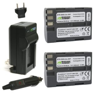 wasabi power battery (2-pack) and charger for nikon en-el3e and nikon d50, d70, d70s, d80, d90, d100, d200, d300, d300s, d700
