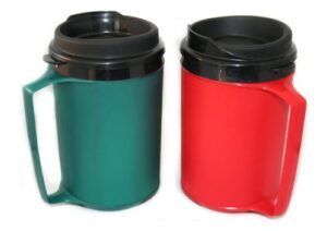 gama electronics 2 thermoserv insulated coffee mugs 12 oz (1) green & (1) red