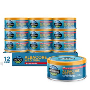 wild planet wild albacore tuna, no salt added, canned tuna, sustainably wild-caught, non-gmo, kosher 5 ounce (pack of 12), packaging may vary