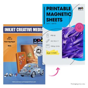 PPD Printable Inkjet Magnetic Sheets Matte Finish Premium 11mil Thick Photo Paper Quality, Instant Dry and Water-Resistant 8.5x11 x 5 Sheets (PPD-32-5)