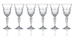 lorenzo rcr crystal collection water glass set lorren home trends-melodia, 6 count (pack of 1), red wine goblet,7.5 fluid ounce