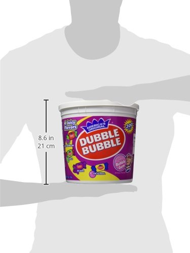 Tootsie Roll Dubble Bubble Gum - 300 Count Resealable Tub of Individually Wrapped Fruit and Bubble Gum - Original, Watermelon, Apple and Grape Flavors - Peanut and Gluten Free, 47.6 Ounce