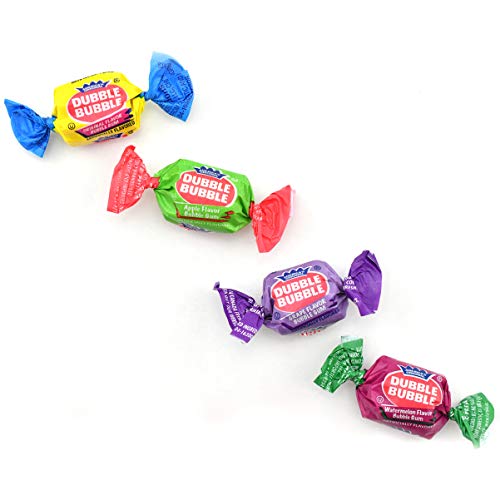 Tootsie Roll Dubble Bubble Gum - 300 Count Resealable Tub of Individually Wrapped Fruit and Bubble Gum - Original, Watermelon, Apple and Grape Flavors - Peanut and Gluten Free, 47.6 Ounce