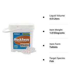 Airmax MuckAway Natural Beneficial Bacteria for Outdoor Ponds & Lakes, Muck, Sludge & Noxious Odor Solution, Easy to use Enzyme Tablets, Cleaner Beach & Shoreline, Fish, Pet & Wildlife Safe, 8 Scoops