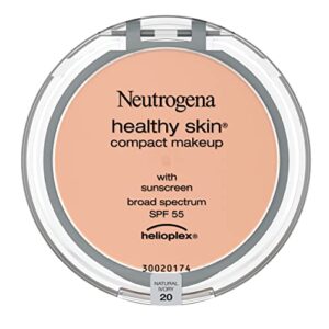neutrogena healthy skin compact lightweight cream foundation makeup with vitamin e antioxidants, non-greasy foundation with broad spectrum spf 55, natural ivory 20, 0.35 oz