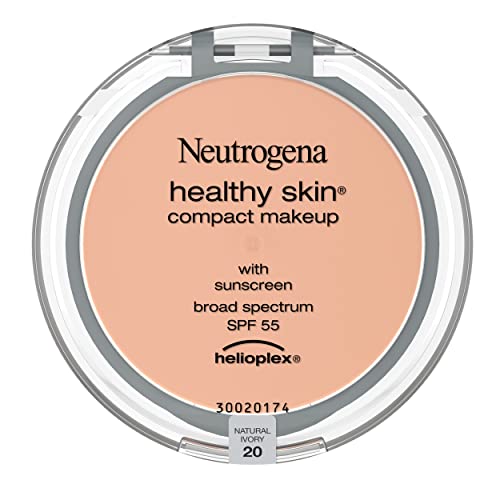 Neutrogena Healthy Skin Compact Lightweight Cream Foundation Makeup with Vitamin E Antioxidants, Non-Greasy Foundation with Broad Spectrum SPF 55, Natural Ivory 20, 0.35 oz