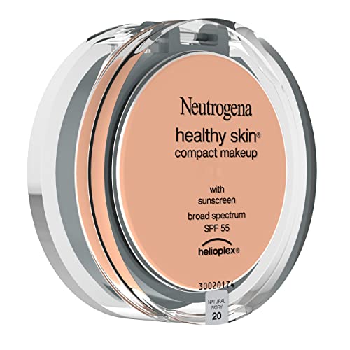 Neutrogena Healthy Skin Compact Lightweight Cream Foundation Makeup with Vitamin E Antioxidants, Non-Greasy Foundation with Broad Spectrum SPF 55, Natural Ivory 20, 0.35 oz