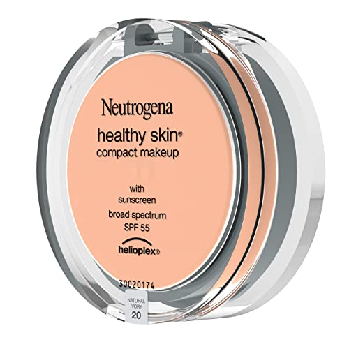 Neutrogena Healthy Skin Compact Lightweight Cream Foundation Makeup with Vitamin E Antioxidants, Non-Greasy Foundation with Broad Spectrum SPF 55, Natural Ivory 20, 0.35 oz