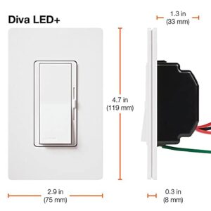 Lutron Diva LED+ Dimmer Switch for Dimmable LED, Halogen and Incandescent Bulbs, 150W/Single-Pole or 3-Way, DVCL-153P-BL, Black