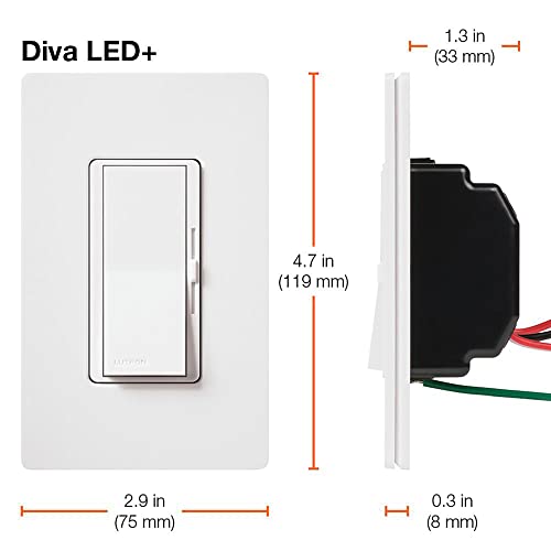 Lutron Diva LED+ Dimmer Switch for Dimmable LED, Halogen and Incandescent Bulbs, 150W/Single-Pole or 3-Way, DVCL-153P-GR, Gray