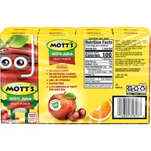 Mott's 100 Percent Fruit Punch Juice, 6.75 fl oz boxes, 32 Count (4 Packs of 8)