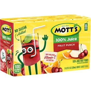 Mott's 100 Percent Fruit Punch Juice, 6.75 fl oz boxes, 32 Count (4 Packs of 8)